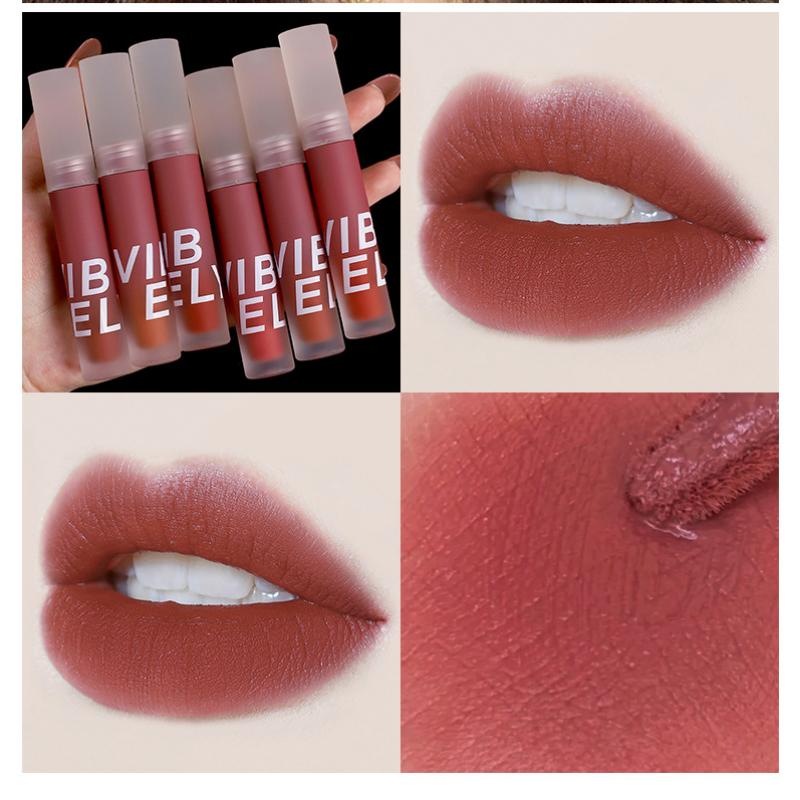 VIBELY Fumo Leggero Opaco Velluto Opaco Lip Slush Impermeabile Lunga Durata Lucidalabbra Bianco