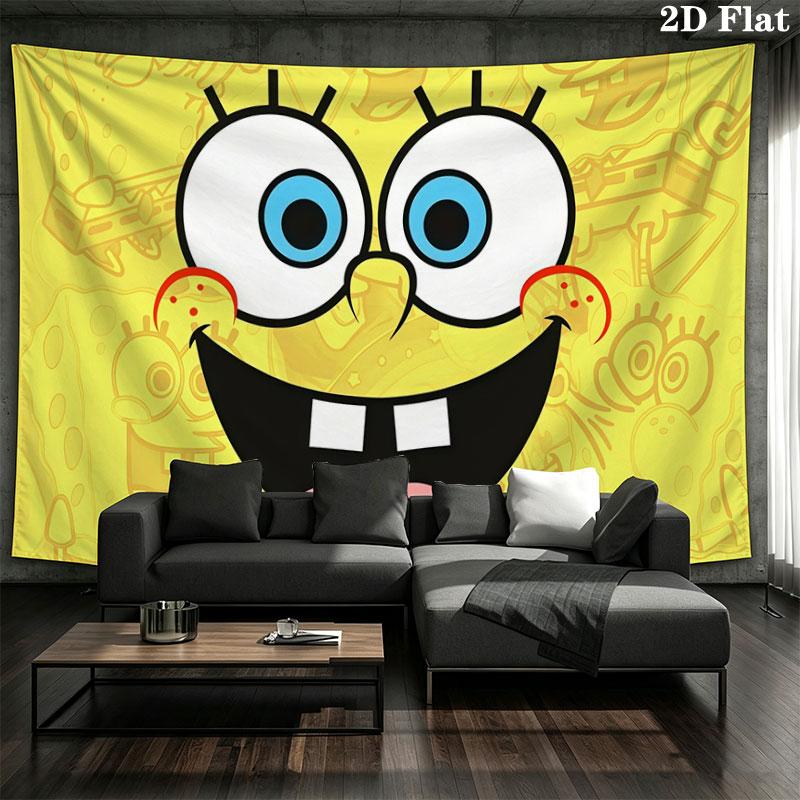 SpongeBob Wall tapestry, aesthetic printed fabric blanket, suitable for bedroom, living room, and home decor.