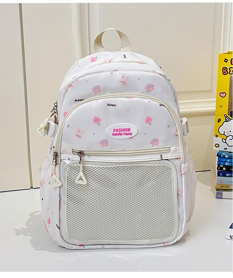

High value popular girls new backpack large capacity lightweight campus junior high school student schoolbag білий