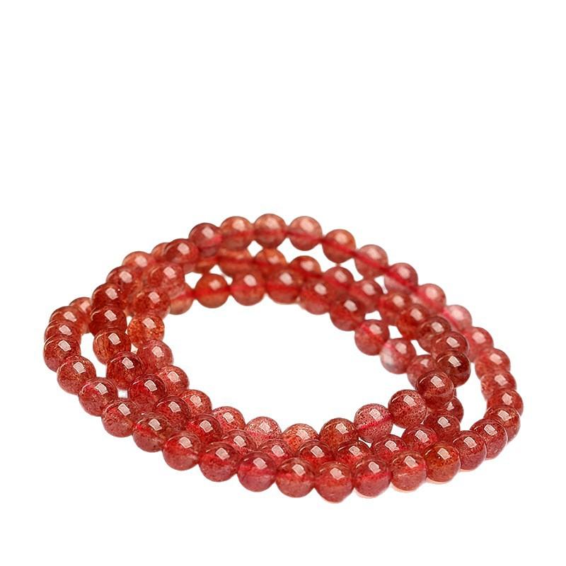 Hongchu Crystal Natural Starlight Strawberry Quartz Bead Bracelet Starlight Strawberry Crystal Multi-loop Bracelet
