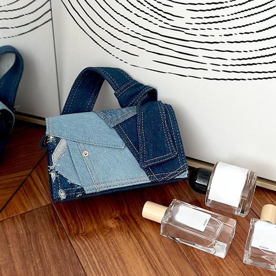 Denim Spliced Crossbody Bag for Girls Fashion Versatile Casual Shoulder Bag Advanced Commuter New Handbag