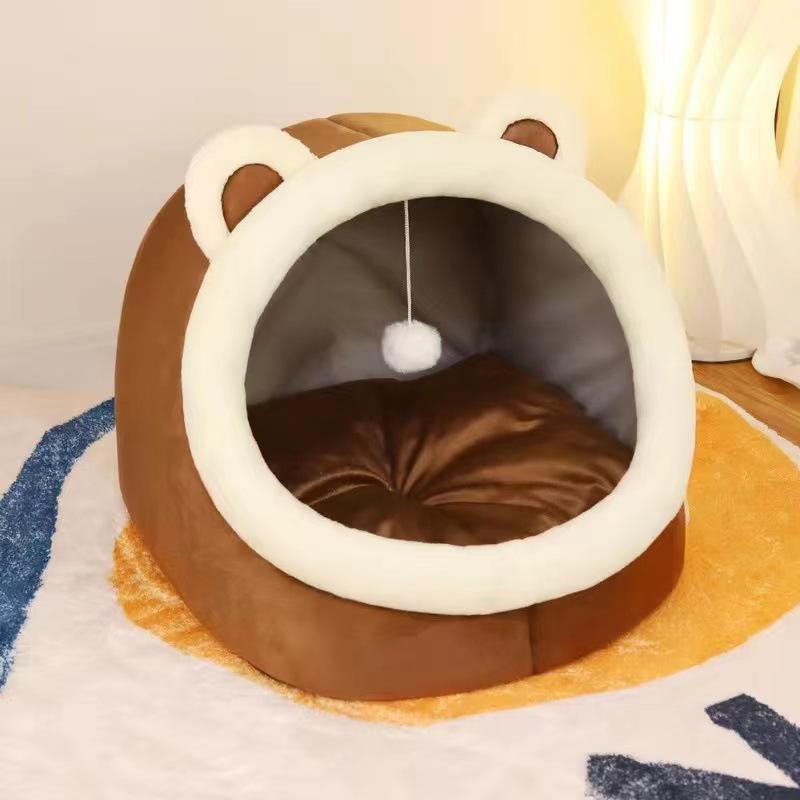 

Палатка для домашних животных-пещера-кровать для кошек, маленьких собак, самосогревающаяся палатка-кровать для кошек, хижина для кошек, удобная спальная кровать для домашних животных, складная, съемная, моющаяся S 28x30cm