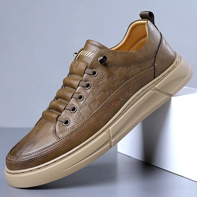 

2024 Spring and Autumn New Men s Handmade Online Casual Leather Shoes Men s Leather Breathable Little White Shoes Versatile Board Shoes 7157 44 хакі