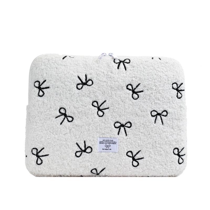 Korean Bow Girl 11-Inch iPad and 13/14-Inch Notebook Plush Liner Bag
