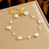 Fashion Retro Pearl Heart Chain Bracelet and Necklace Set