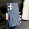 Solid Color Matte Soft TPU+Hard PC Wallet Card Slot Bracket Phone Case For Samsung S25 S24 S23 S26 Ultra Plus FE A56 A55 A54 A36