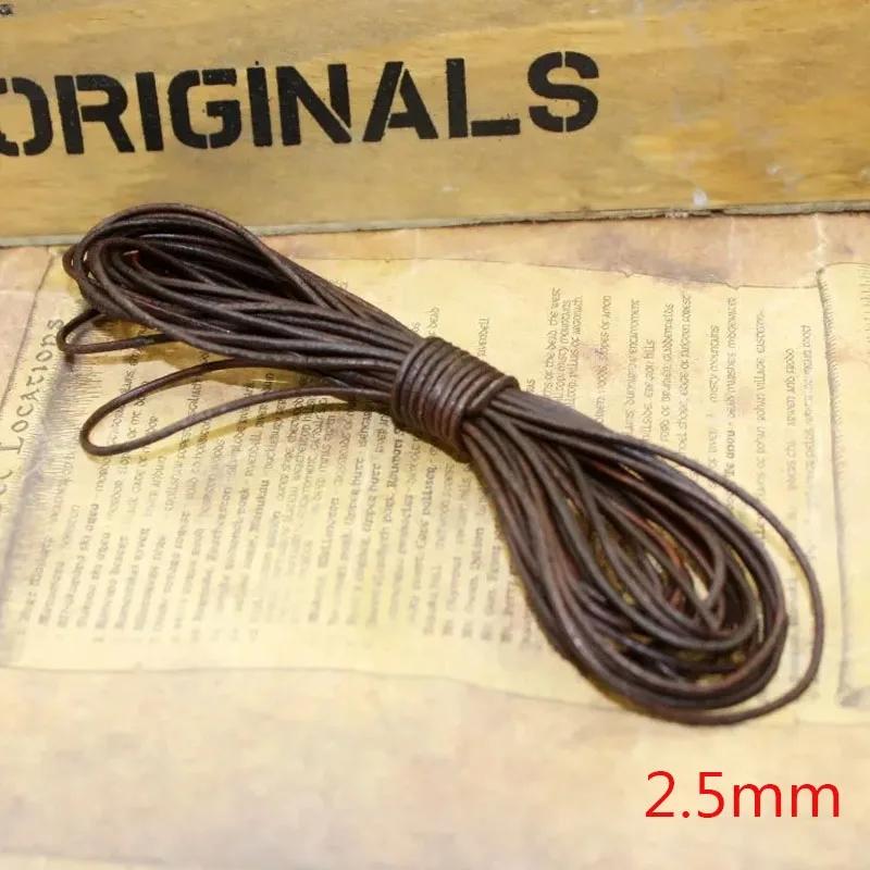 1.5 2 3 4 5 6 8 Mm Retro Brown Flat Round Genuine Cow Leather Cord for Bracelet Necklace Leather Rope String DIY Jewelry Making