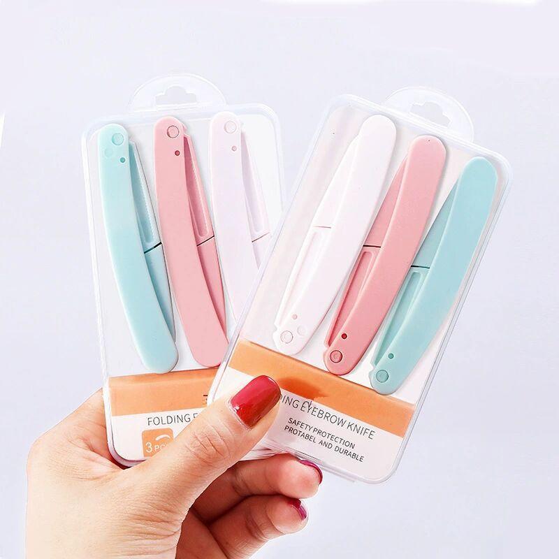 Women's Safe Foldable Eyebrow Razor Set with Anti-Scratch Blades - Ideal for Beginners