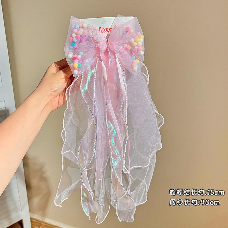 Children'S Veil Super Fairy Ice And Snow Princess Bow Piao Yarn Hair Card Little Girl Birthday Photo Hairpin Girls Hair Accessories