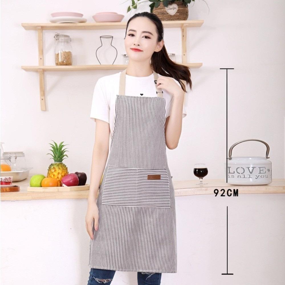 Adjustable Kitchen Apron Black White Striped Oil Repellent Apron New Work Apron Restaurant 10