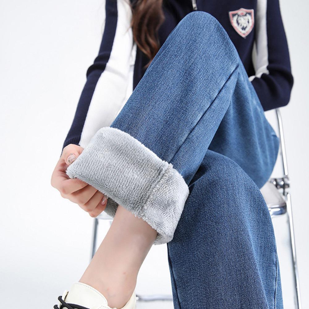 Spring and Autumn New Casual Adjustable Wide Leg Jeans Women's High Waist Skinny Straight Floor Mopping Jeans