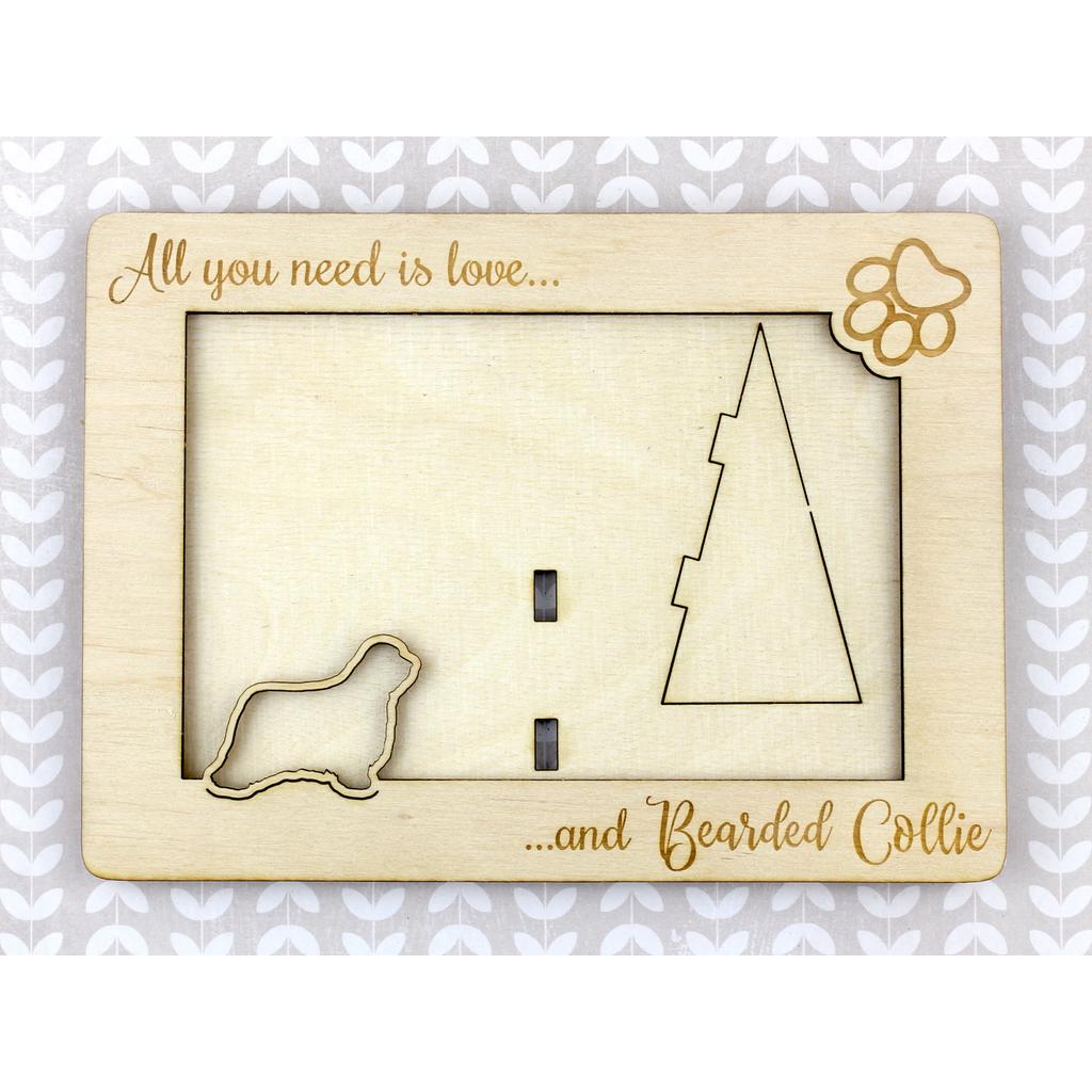 Bearded Collie, Highland Collie, Mountain Collie - Photo frame, engraved wooden frame, a lovely gadget for the dog lover by Art-Dog