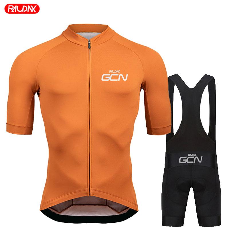 Raudax GCN Team Cycling Jersey Set Summer Short Sleeves Cycling Clothing Maillot Ropa Ciclismo Outdoor Riding Bike Uniform