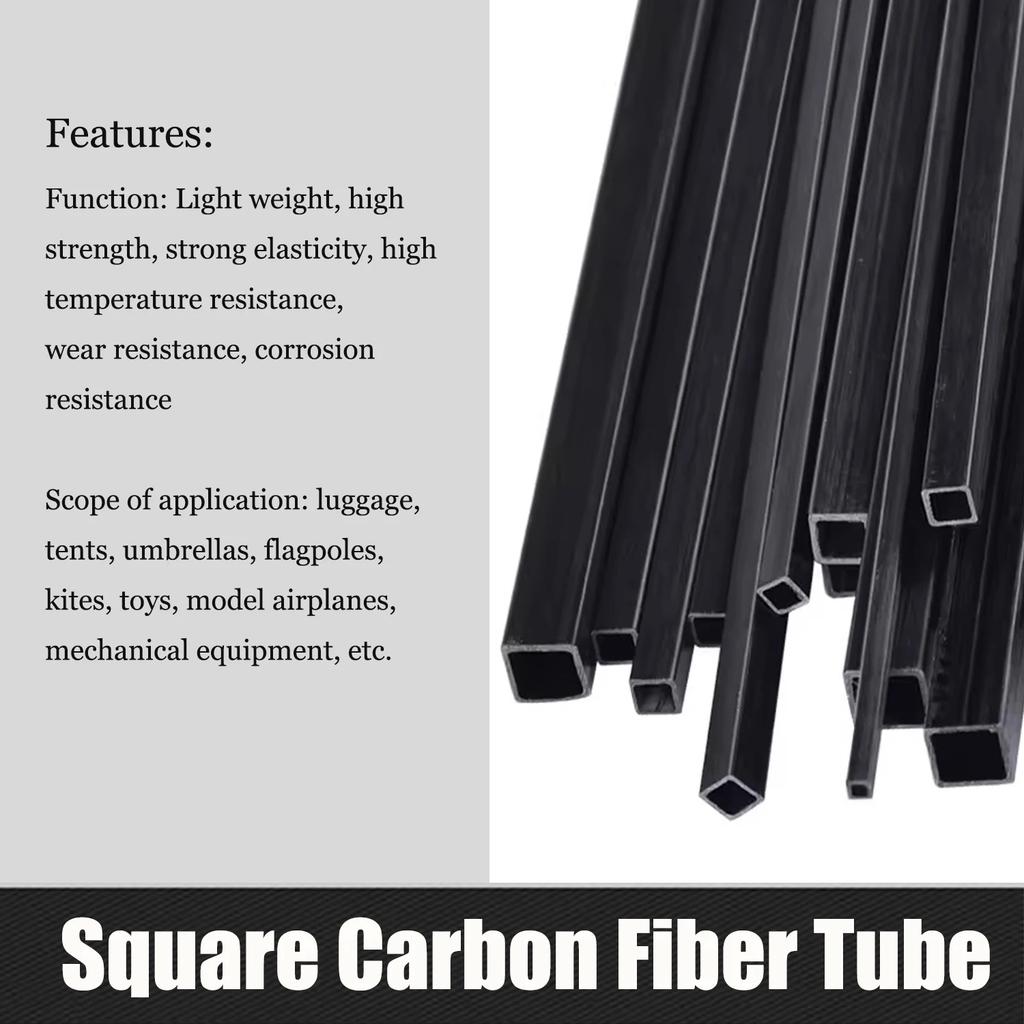 1/2/3pcs Carbon Fiber Square Tube 3mm~10mm , 250/500mm Length,Outer Inner Square Carbon Fiber Pipe
