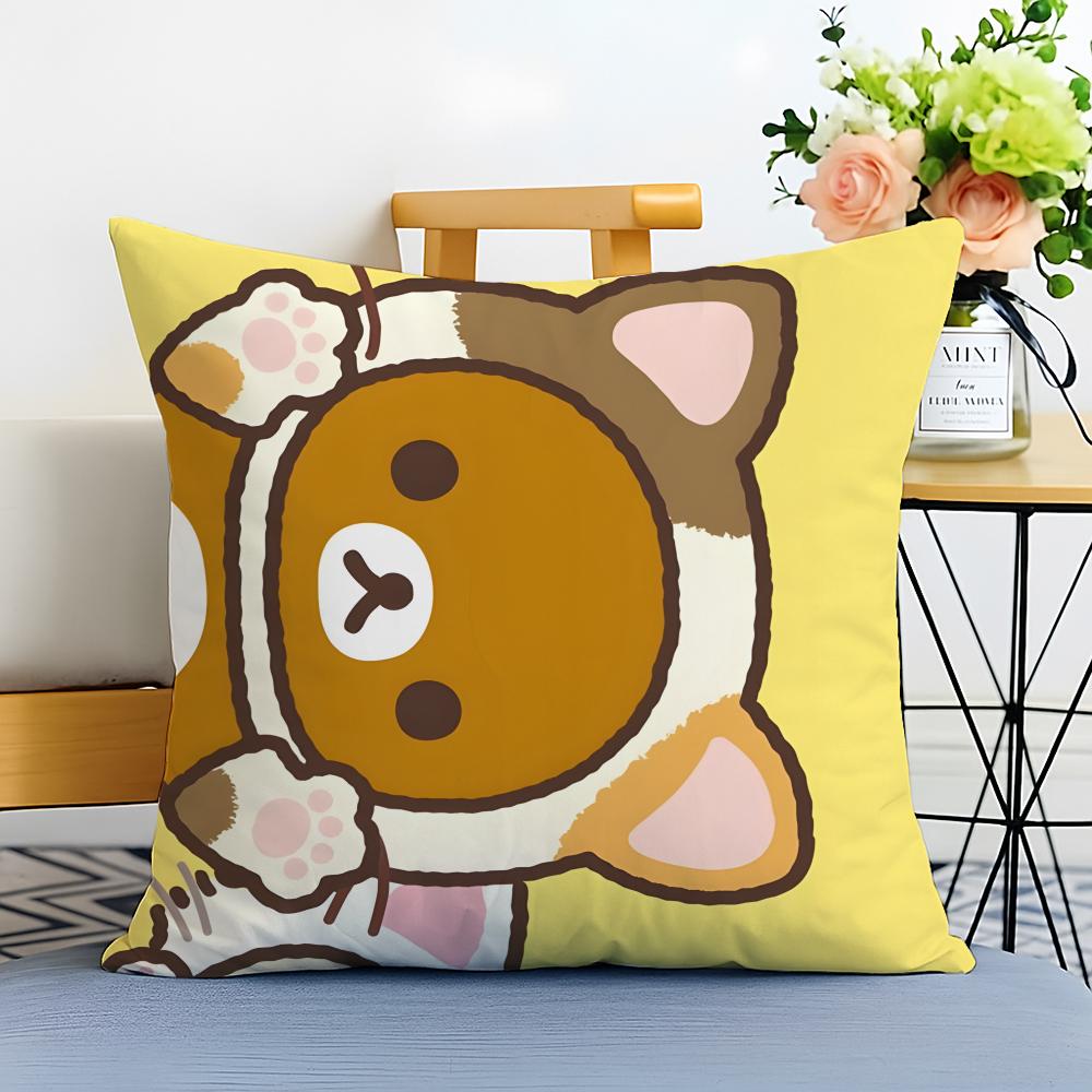 RRilakkuma Cushion Cover Washable Linen Pillowcase Soft  for Sofa Bed Cozy Home Room Decor