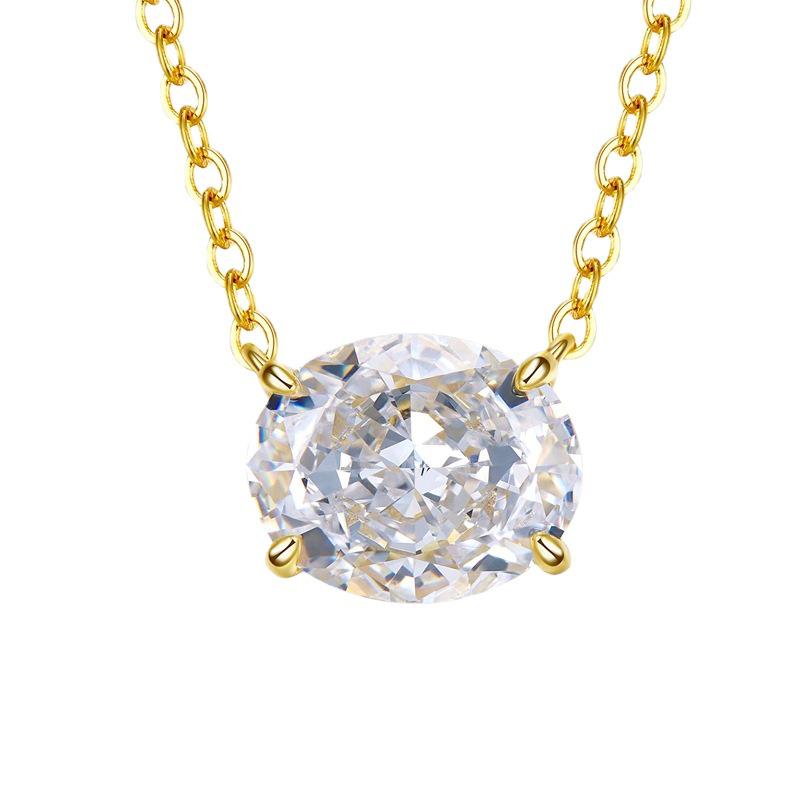 Mujing Luxury Radiant Oval White Diamond Necklace for Women