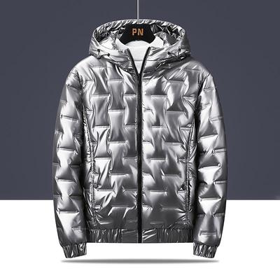 Jesienny i zimowy męski bawełniany płaszcz z kapturem i błyszczącą powierzchnią Spersonalizowana ciepła kurtka Outdoor Sports Warm Cotton Coat