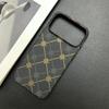 Plaid Apple Hot Stamping Luminous Phone Case - Carbon Fiber Texture for iPhone 16 Pro Max, Skin-Feel Protective Cover for iPhone 14/15.
