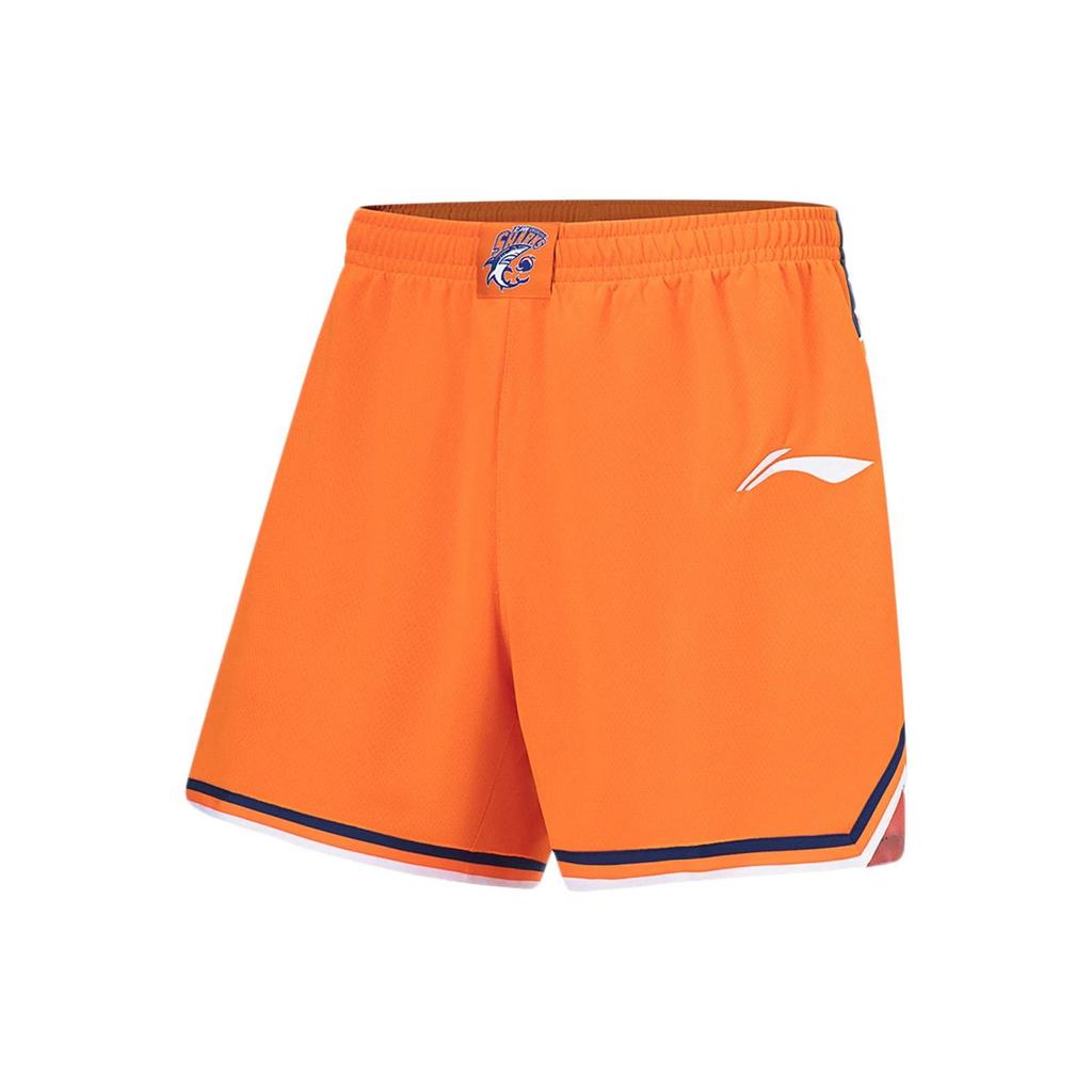 Li Ning CBA Professional Basketball Series Shanghai Team Logo Print Breathable Straight Leg Training Shorts Men shorts Sunshine-Orange AAPS381-2