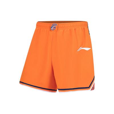 Li Ning CBA Professional Basketball Series Shanghai Team Logo Print Breathable Straight Leg Training Shorts Men Shorts Sunshine-Orange AAPS381-2