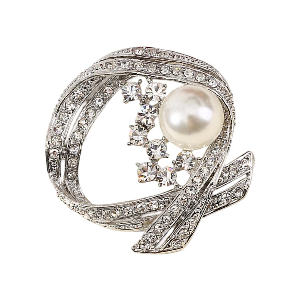 Easy Clasp Alloy Rhinestones Pearls Brooch for Formal Occasions Casual Outfits Stylish Accessory Gift