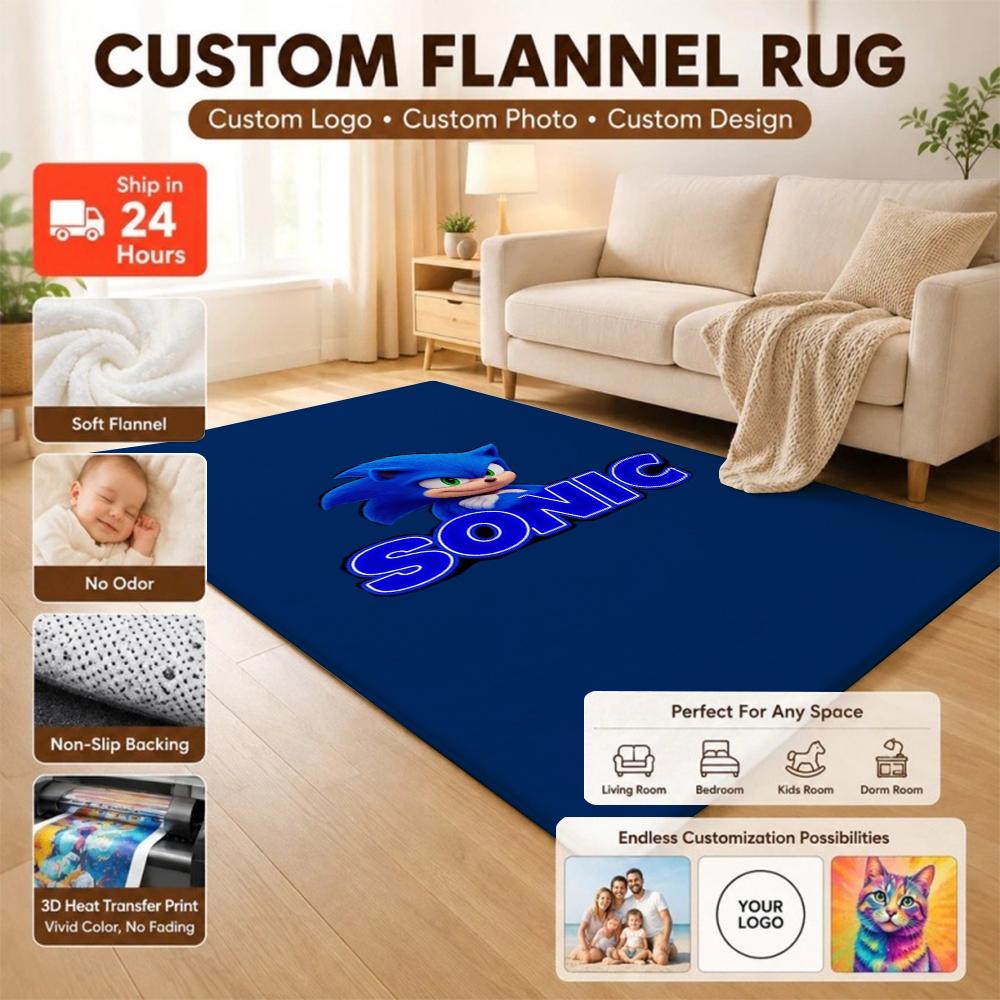 Sonic Hedgehog Carpet Bath Mat Plush Rug Small Rug Living Room Rug Bedroom Rug Machine Washable