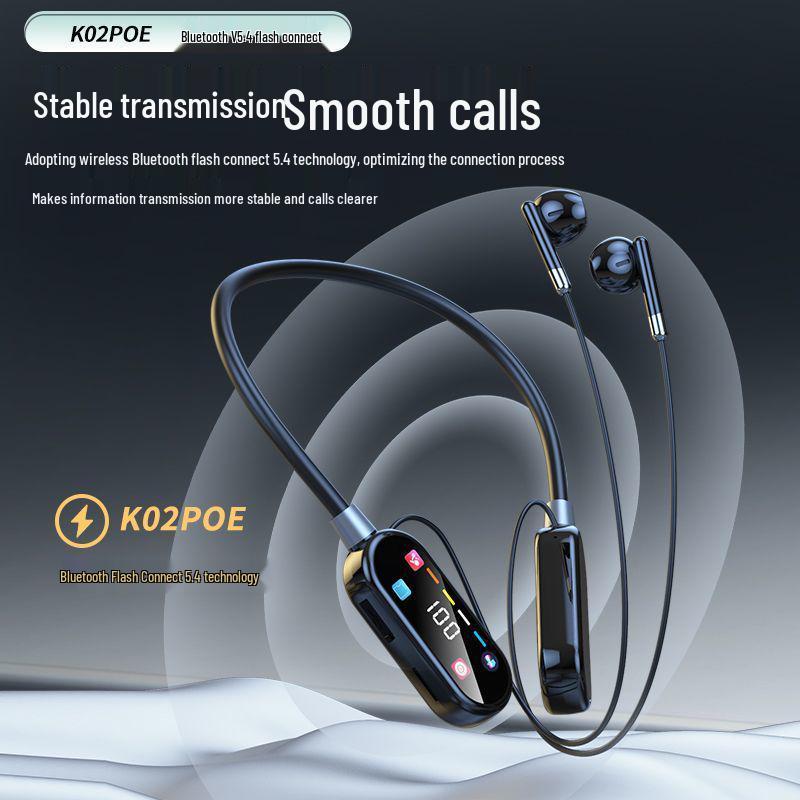 K02 Bluetooth Neckband Headset: Multifunctional, Noise Cancelling, Long Battery Life, High Sound Quality, Universal Fit for Sports and Mobile.