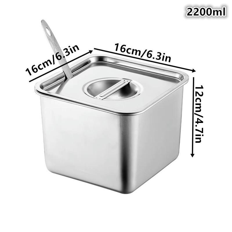 Stainless Steel Tank Box With Cover Kitchen Oil Basin Square Barrel Storage Bottle Seasoning Box Jars And Lids Spice Jars Set