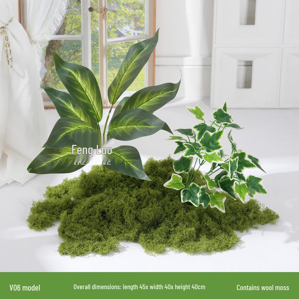 Luxury Faux Green Plant and Flower Decor - Indoor Moss and Grass Clusters for Elegant Landscaping.