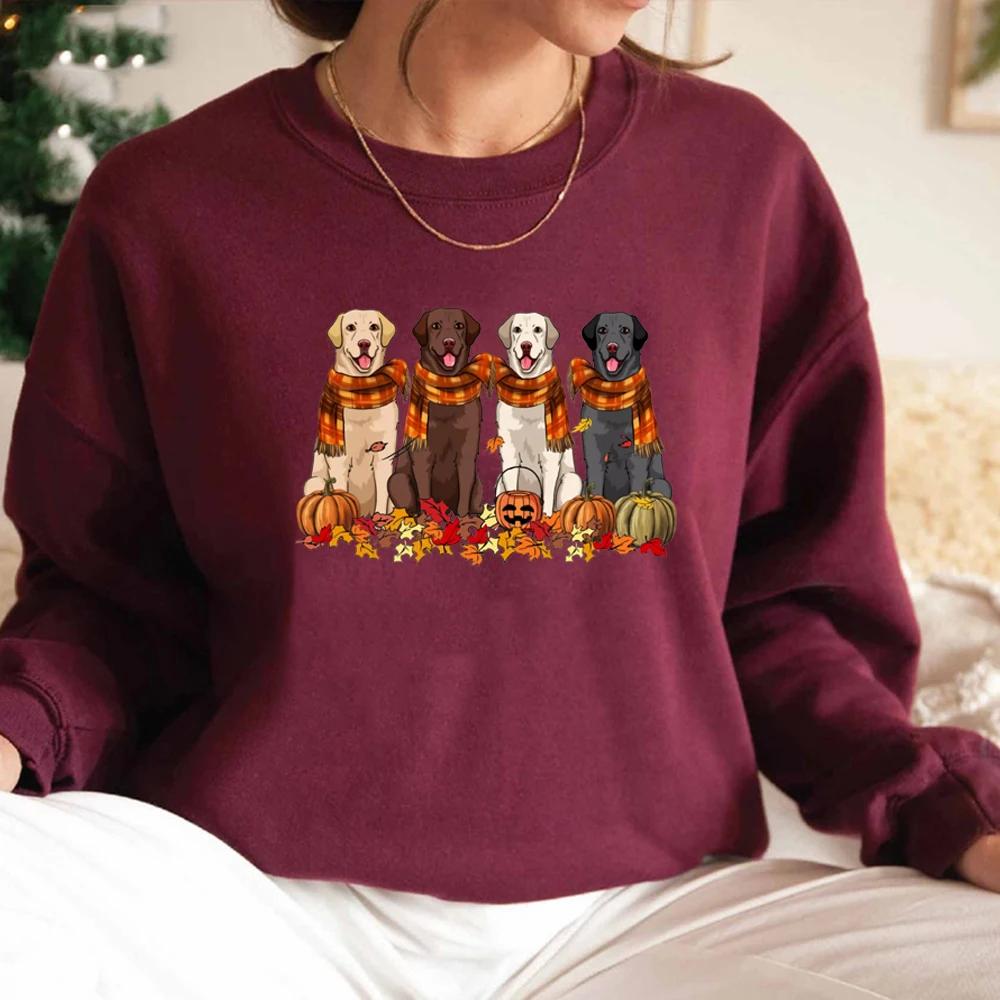 Labrador Retriever Thankgiving Dog Sweatshirt Fall Dog Hoodie Dog Lover Gift Women Crewneck Sweatshirt Thanksgiving Pumpkin Tops
