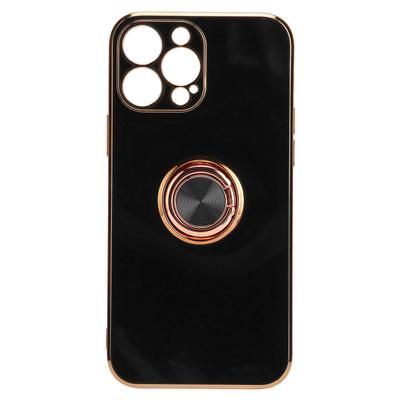 Phone Case for Iphone 13 Pro Max with Rose Gold Glitter Plated Ring Stand Women Ultra Thin Soft Flexible TPU Phone Cover