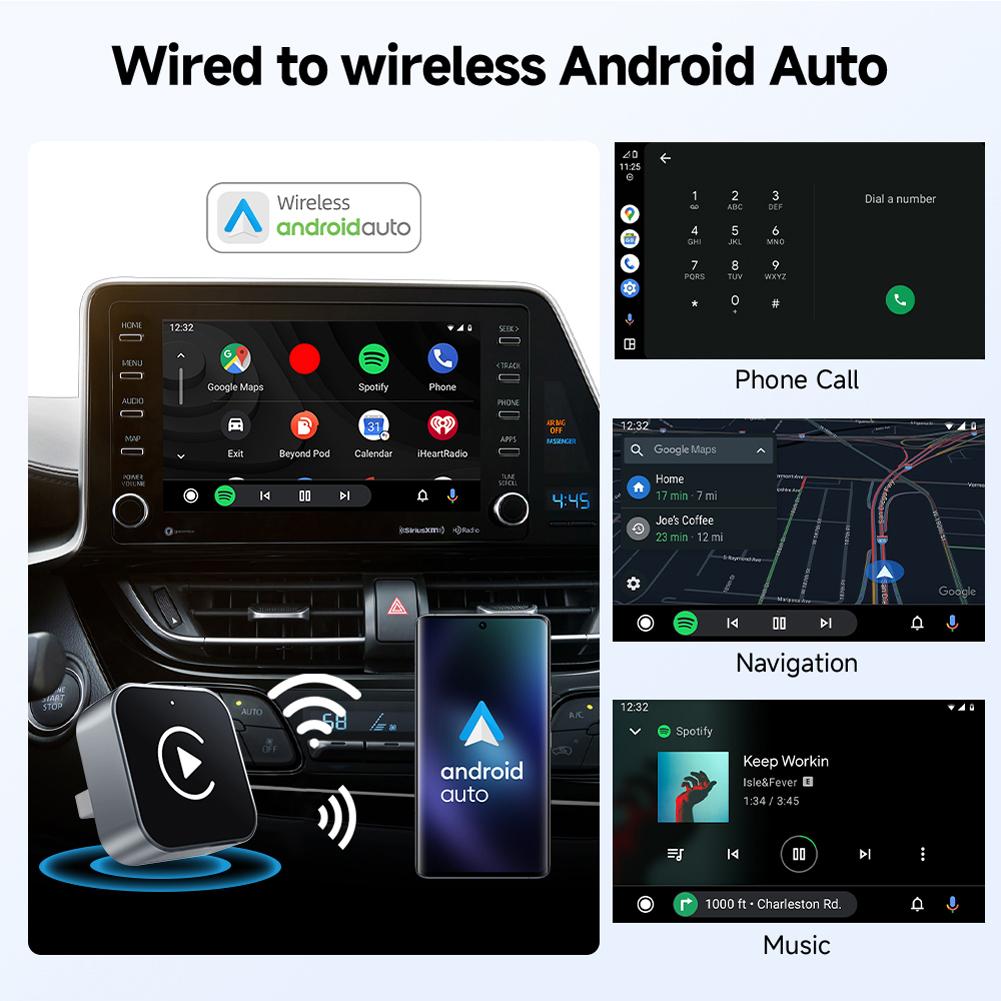 2 In 1 Wireless CarPlay Android Auto Adapter Plug & Play Carplay AI Box Wired To Wireless Mini Carplay&Auto Box Dongle Connect