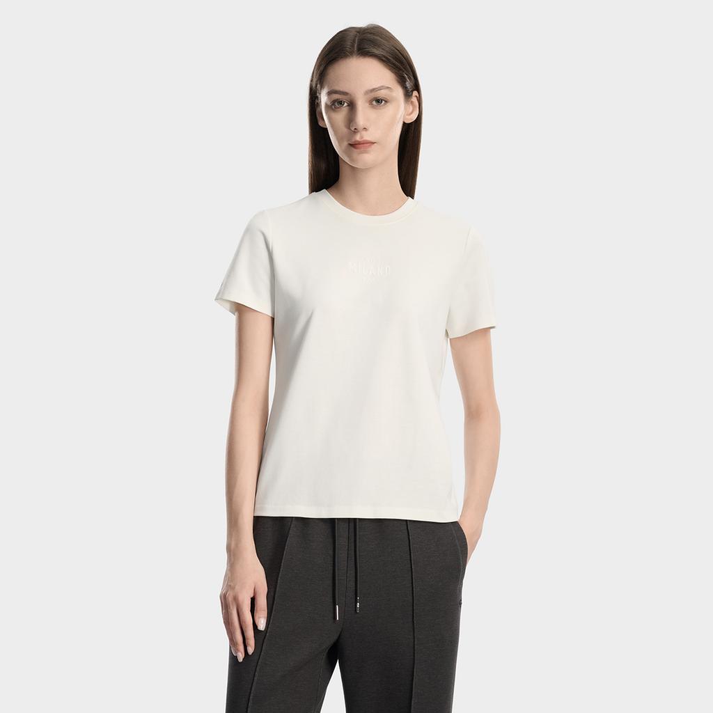 FILA Milano Series Fashion Simple Comfortable Classic Retro Sports Casual Short Sleeve T-Shirt Women tops Cloud-White F11W615101FWT