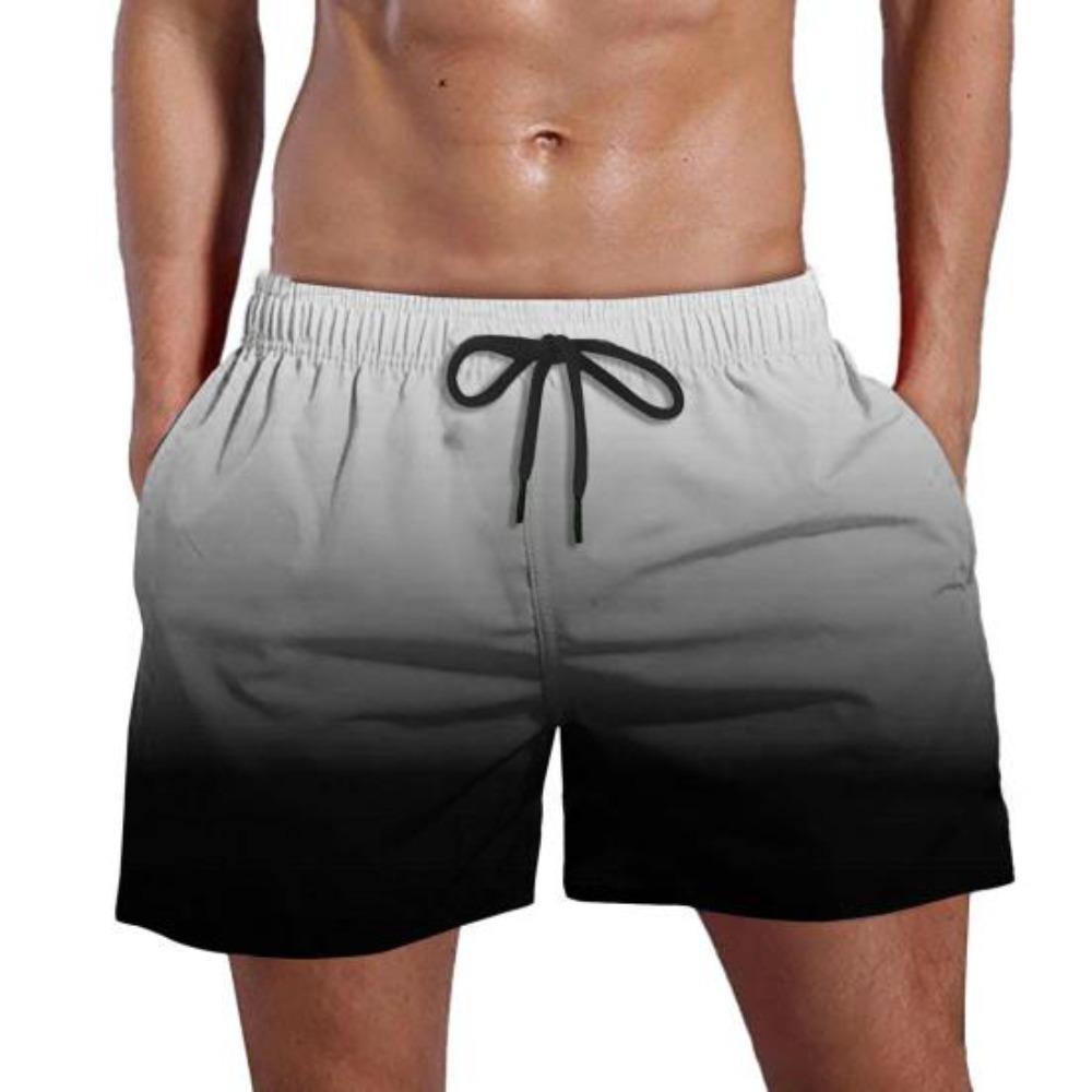 Männer Sommer Quick-Dry Strand Shorts Elastische Kordelzug Taille Fitness Shorts Farbverlauf Breite Bein Shorts mit Taschen Streetwear