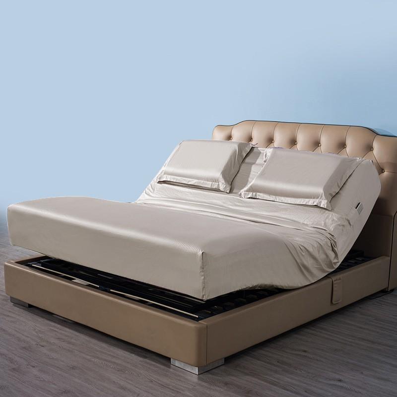 100% Cotton Fitted Sheet Set With Detachable Head Section Smart Bed Pure Color Cover Protector