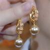 Fashionable Champagne Color Pearl Earrings for Women, Exquisite and Versatile, High-end, Light Luxury Earrings,