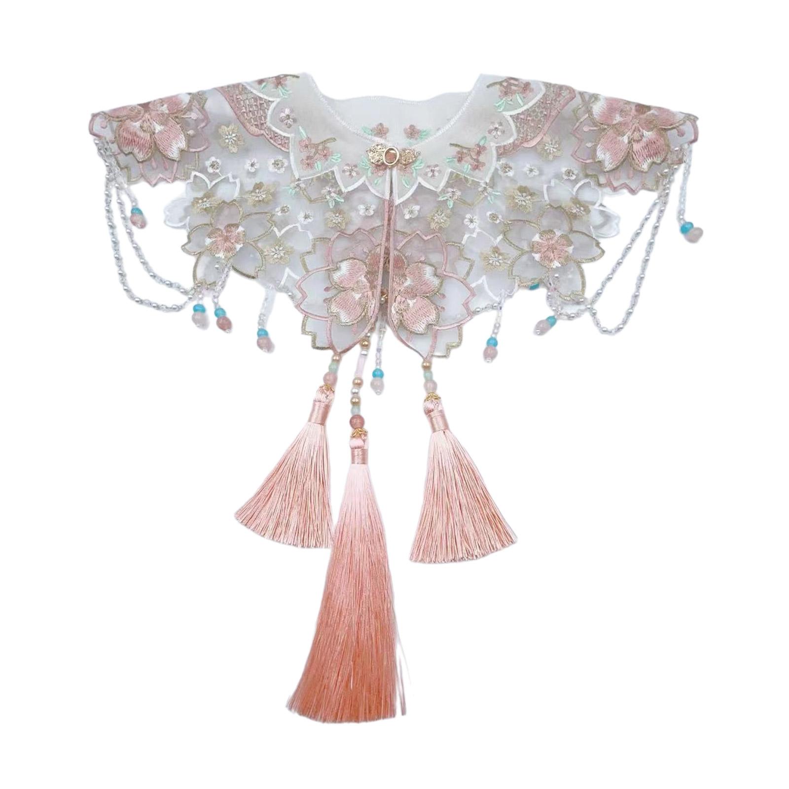 

Вышитый цветок накладной воротник для женщин Элегантный съемный воротник с бахромой Юбка HorseFace Искусственный воротник женские аксессуары