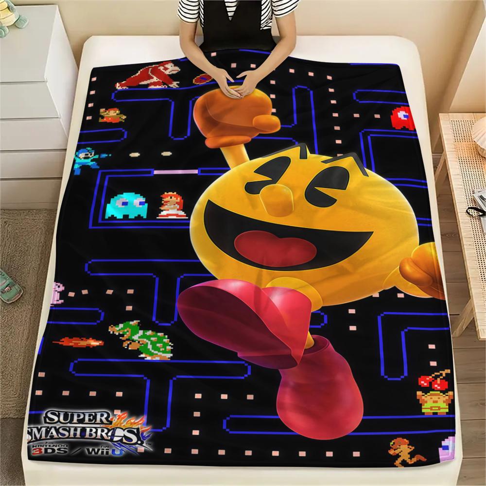 

PAC-MAN Print Flannel Blanket, Comfortable Warm for Sofa Bed Chair, Versatile for Travel -HE49 75x90cm