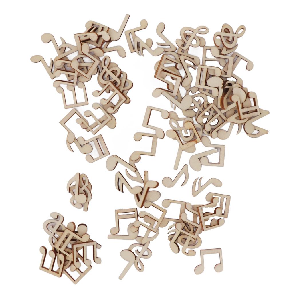 100 Stück Musiknote Holzteile Unbemalt Einfaches Bemalen Fantasie anregen Weit verbreitet Musik