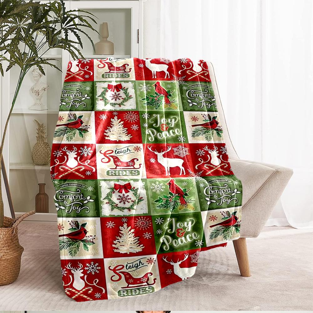 Christmas Theme Printed Blanket - Perfect for Couch, Bed, Travel & Outdoor Use | Machine Washable, Cozy & Durable.
