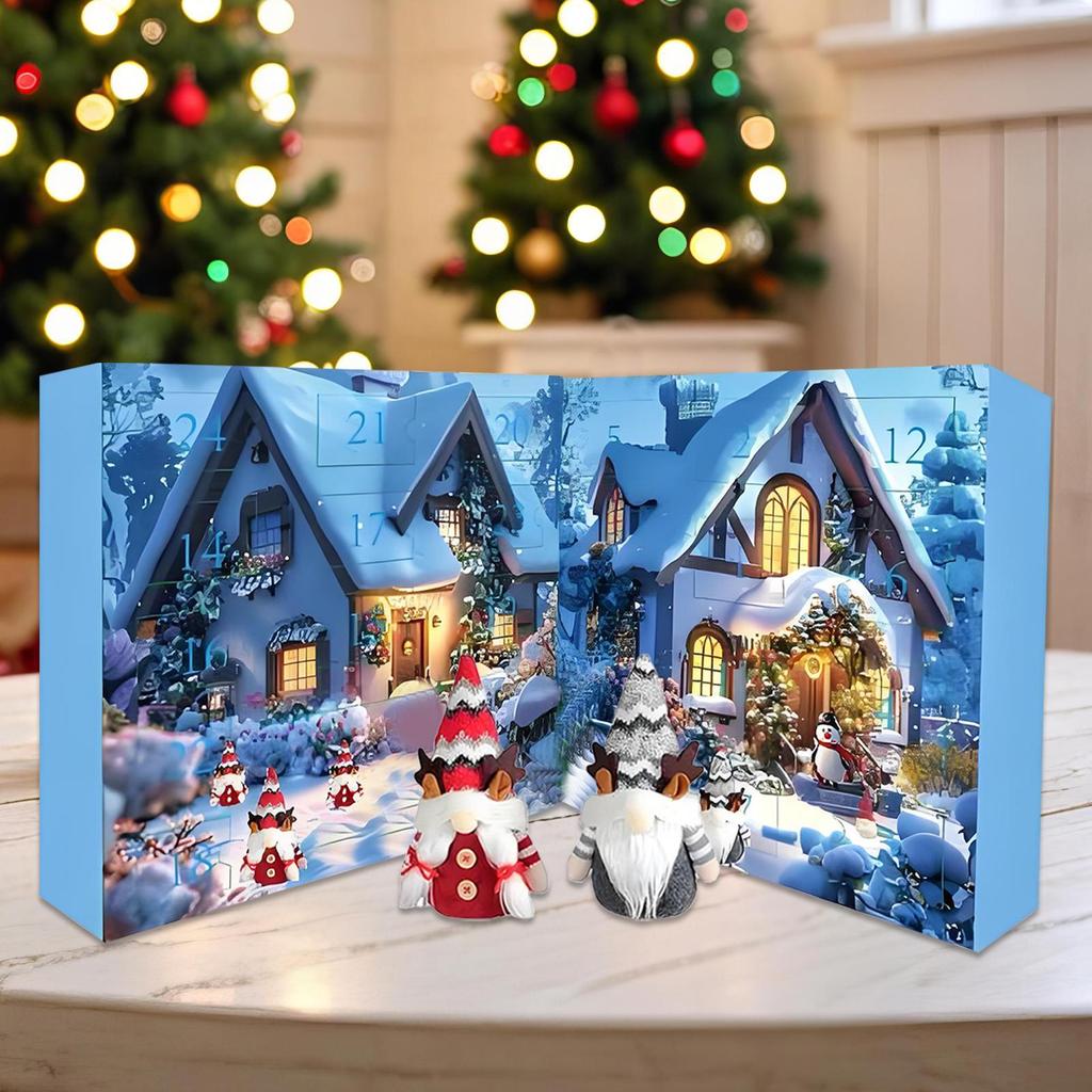 24PCS Countdown Calendar Advent Christmas Gnome 24 Days Countdown Calendar Collectible Home Decor Plush Toys for December