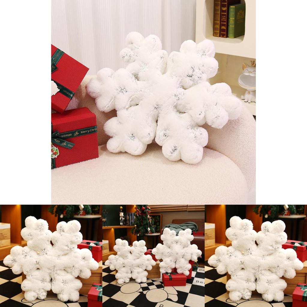 Christmas Snowflake Embroidered Plush Cushion For Holiday Decor Living Room And Sofa