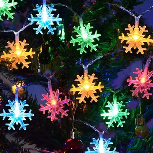 

LED String Lights Christmas Snowflake Lights Battery Operated 10 20 40 80 LED Lights for Bedroom Corridor Patio Garden Yard 3m 20leds разноцветный
