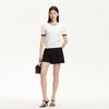 Short-Sleeve Letter Jacquard Knit Top with Contrast Collar