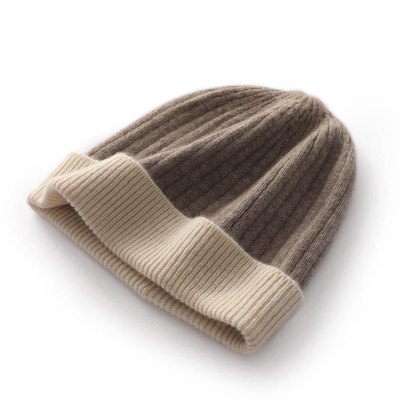 Soft waxy cashmere autumn and winter new unisex casual ear protection color matching hat fashion knitted hat