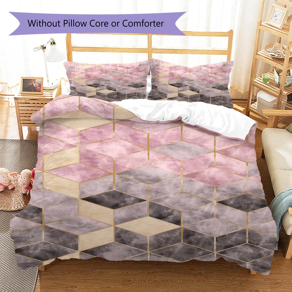 Geometric Marble Pattern Bedding Quilt Set Quilt Cover Pillowcase Home Decoration Gift (1 * duvet cover + 2 * pillowcase, without core)
