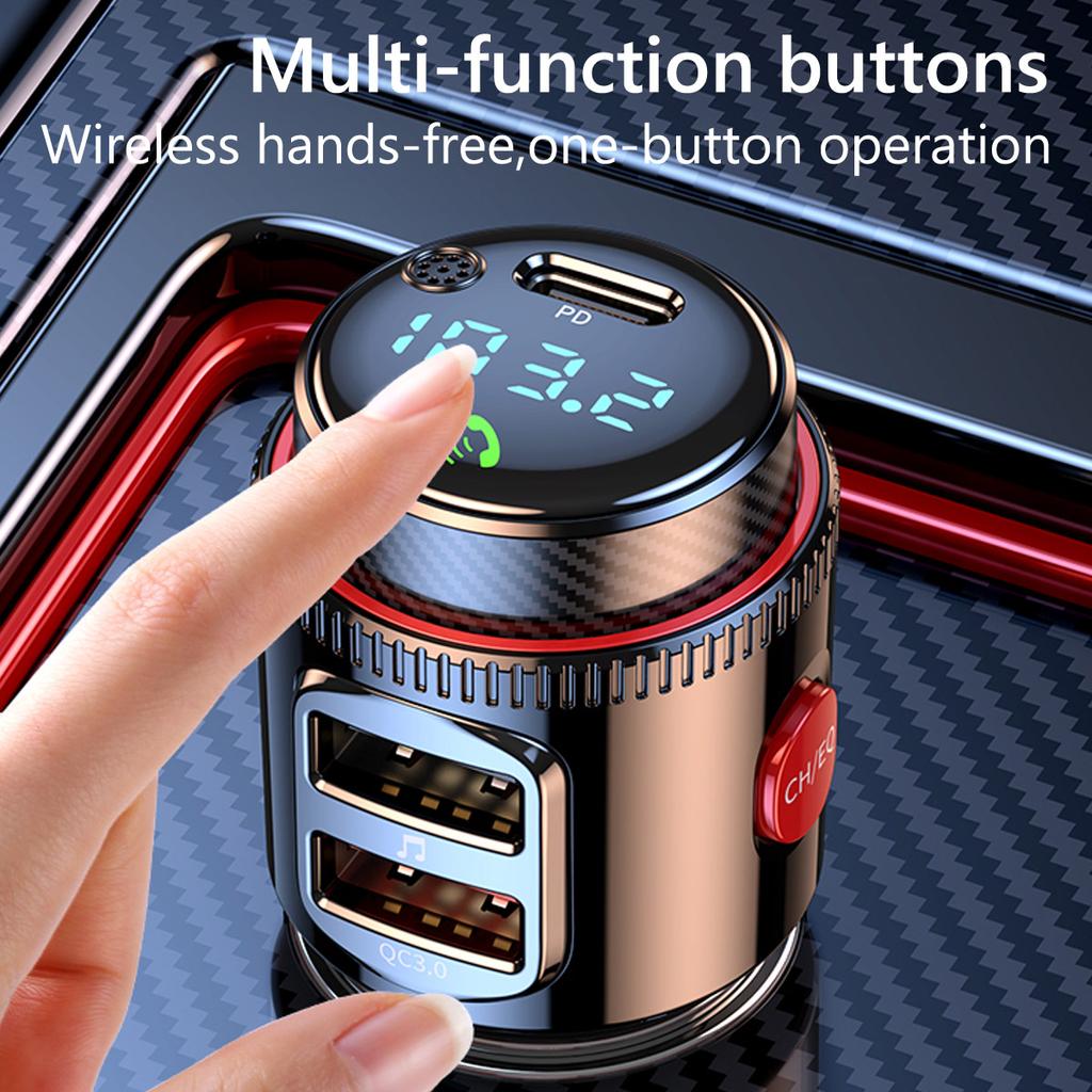 Car FM Transmitter Handsfree Calling Car Kit Car MP3 Player Type C PD 30W USB  QC3.0 Fast Charging Dual USB Car Charger