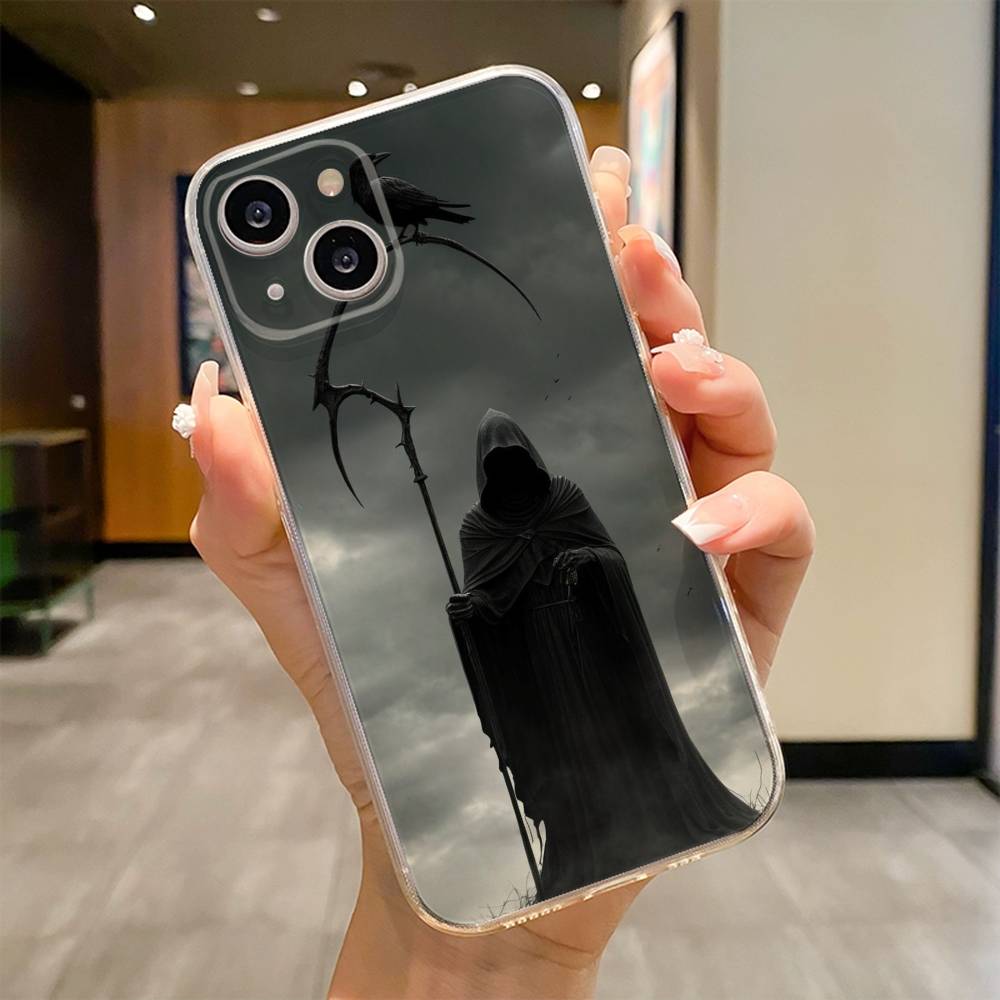 Skull Skeleton Grim Reaper Phone Case For iPhone 17 16e 16 15 14 13 12 11mini Pro Max X XR XSMAX 8 7 Air Plus Soft Cover