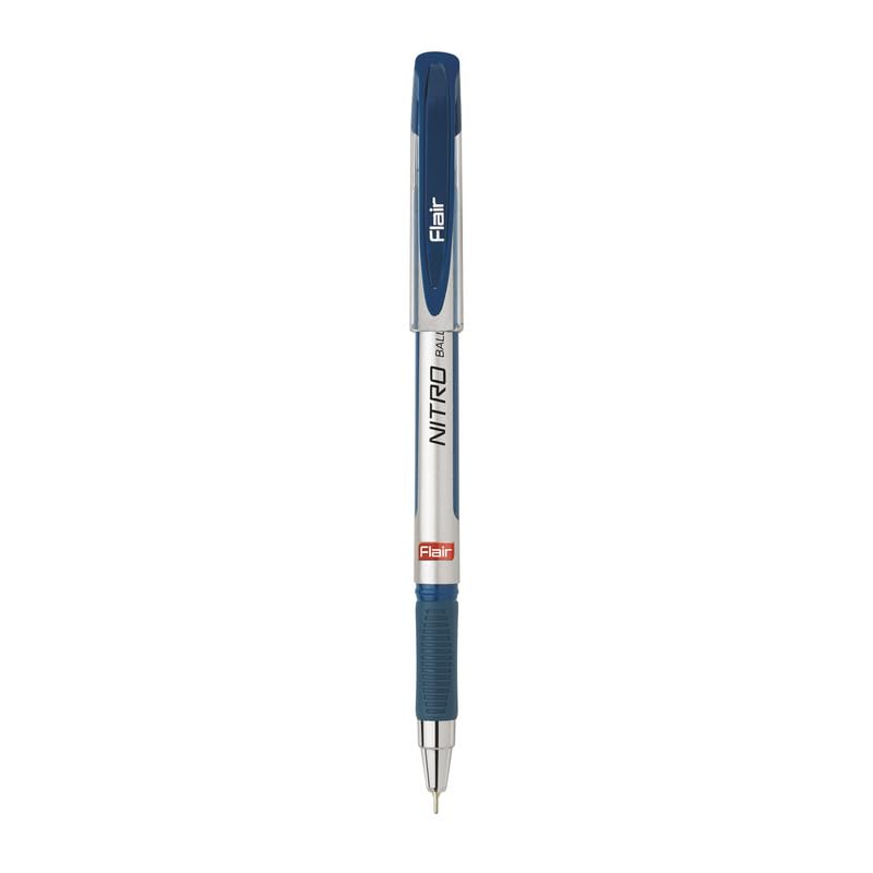 FLAIR Nitro 0.7mm Blue Ink Ball Pen Pack of 1 X 10 Pcs | Smooth Writing for Office, Home & School Use