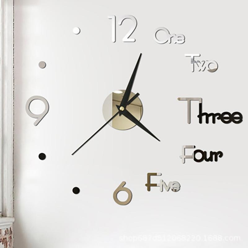 3D DIY Wall Clock Stickers for Decoration Living Room Quartz Needle Self Adhesive Hanging Watch